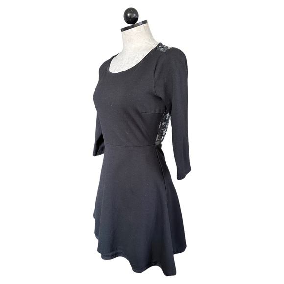 Lulu's Felicity Black Backless Lace Skater Mini Dress Little Black Dress Size S - Picture 5 of 16